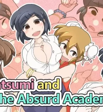 Portada del juego Natsumi and The Absurd Academy con estilo anime 2D y protagonista femenina en una academia japonesa