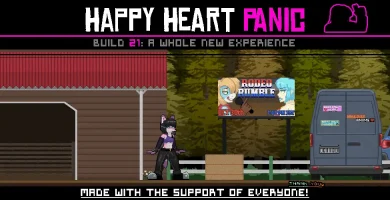 Portada del juego Happy Heart Panic con personajes 2D y estética furry para adultos