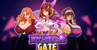 Portada de Futariuum's Gate, juego adulto 2D tipo RPG con combate por turnos, sandbox y narrativa visual para Android y PC.