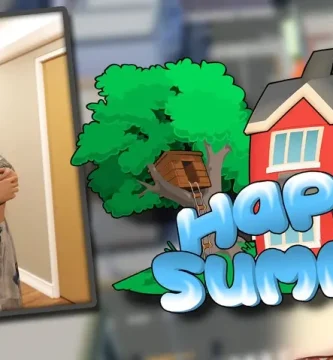 Portada del juego h Happy Summer con personajes en entorno hogareño, estilo 3D