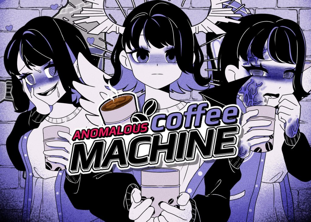 Portada de Anomalous Coffee Machine, juego 2D furry con simulador de café y chica monstruo