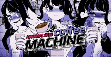 Portada de Anomalous Coffee Machine, juego 2D furry con simulador de café y chica monstruo