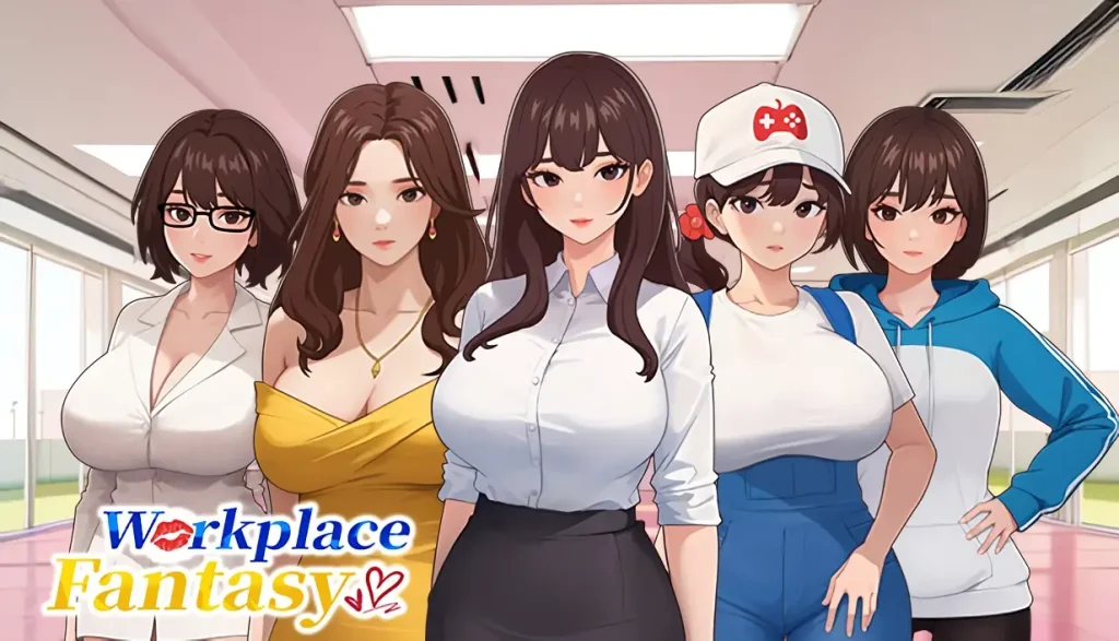 Chicas posando para la portada de Workplace Fantasy