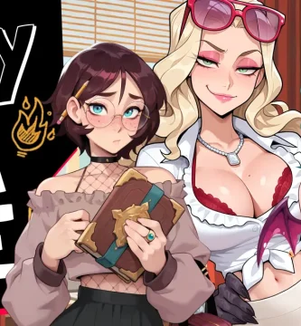 La portada de Femboy Futa House juego h 2D para Android APK con fantasía, sandbox y simulación de vida en una universidad mágica