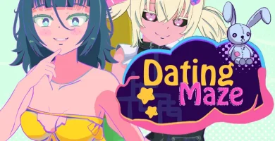 portada del juego hentai Dating Maze, con diseño 2D animado y puzzles