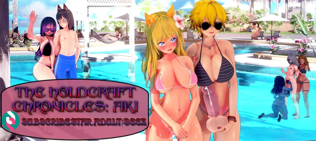 Imagen de portada juego hentai Holdcraft Chronicles: Aki para Android emulado, animación 2D/3D, estilo furry y trama NTR