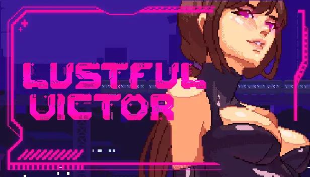 Lustful Victor, juego h pixelart 2D con desplazamiento lateral, voces y ambientación scifi protagonizado por Noëlle en la ciudad de Petaputua.