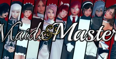 Imagen principal del juego Maids & Masters: aventura 2D/3D para Android con combate por turnos y temática harem.