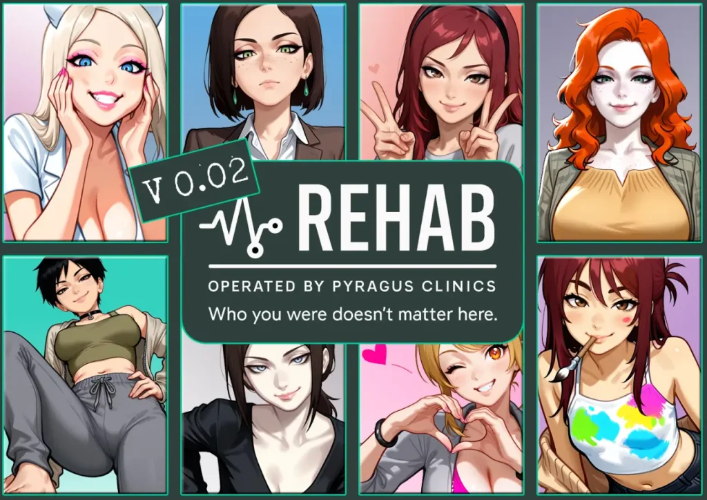 Rehab juego h en español para Android APK, novela visual tipo sandbox con protagonista masculino en un centro de rehabilitación