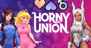 Portada de Horny Union, juego h en español para Android apk con harem, animación 2D, parodias y escenas interactivas
