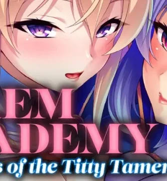 la portada del juego hentai Harem Academy- Tales of the Titty Tamer visual novel 2D en español con chicas monstruo e interracial