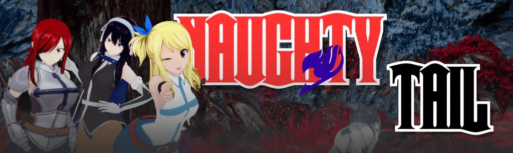 Portada del juego hentai Naughty Tail para android apk, aventura 3D con chicas monstruo y humor adulto