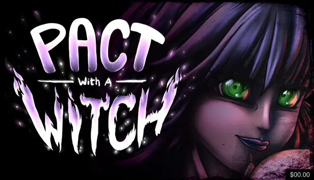 Portada del juego para adultos Pact with a Witch en español Android apk, visual novel 2D de romance paranormal y dominación femenina