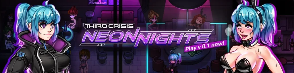 Portada de Third Crisis: Neon Nights para Android APK, juego 2D en un mundo sci-fi bajo control del GAG