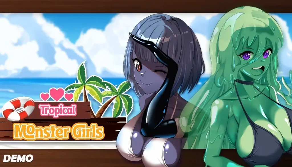 Portada del juego Tropical Monster Girls, sandbox 3D para adultos con chicas monstruo, futa