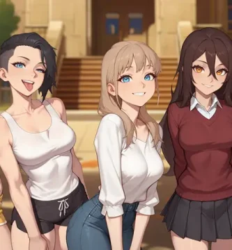 Chicas del juego NTR Sim posando para la imagen de portada