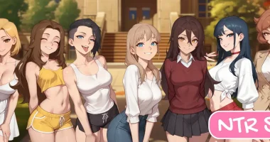 Chicas del juego NTR Sim posando para la imagen de portada